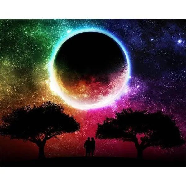 A Couple In Front Of The Moon Multi Colors Paint By Numbers Kit