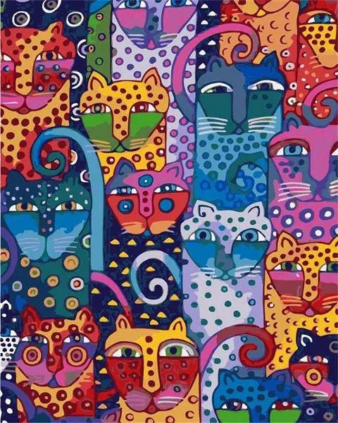 Abstract Cats Paint By Numbers Kit