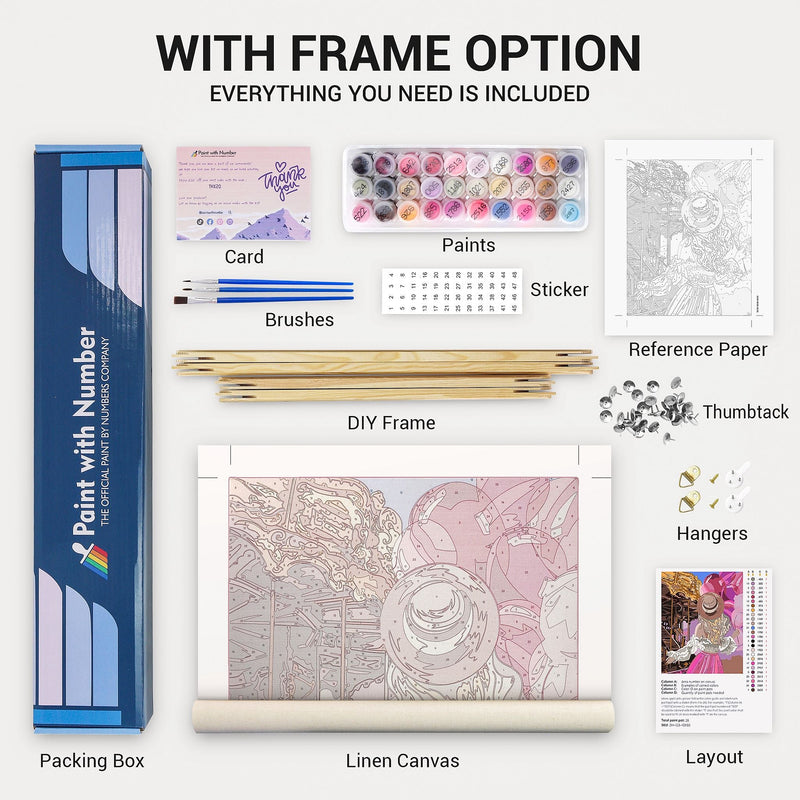 Beautiful Japanese Cherry Blossom Road Paint By Numbers Kit With Frame
