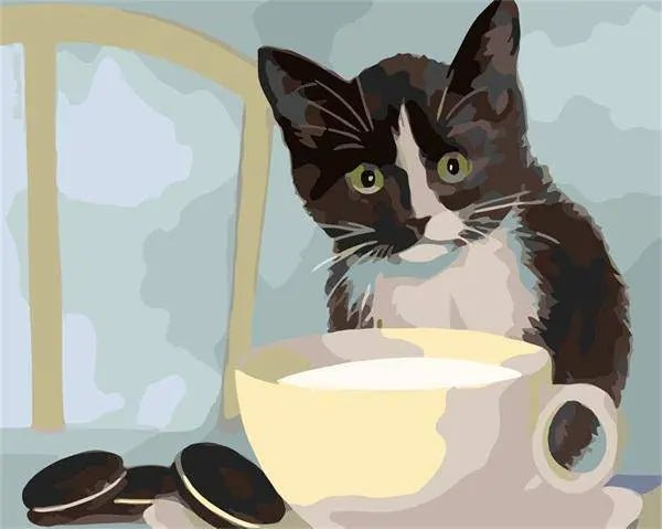 Breakfast Time Cat Paint By Numbers Kit
