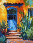 Blue Tile Door - Premium Paint By Numbers Kit