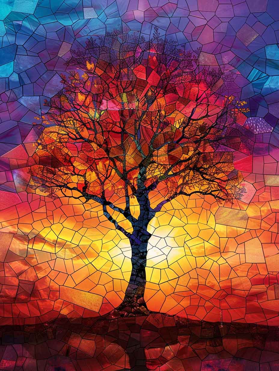 Emberleaf Tree Eternal Ember Tree | Fiery Sunset Tree Painting Kit | Paint with Number