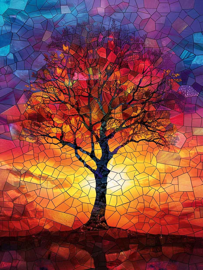 Ember Tree Drawing Eternal Ember Tree | Fiery Sunset Tree Painting Kit | Paint with Number