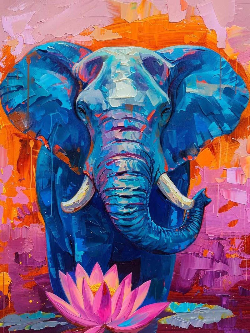 Majestic Elephant & Lotus – Paint by Numbers