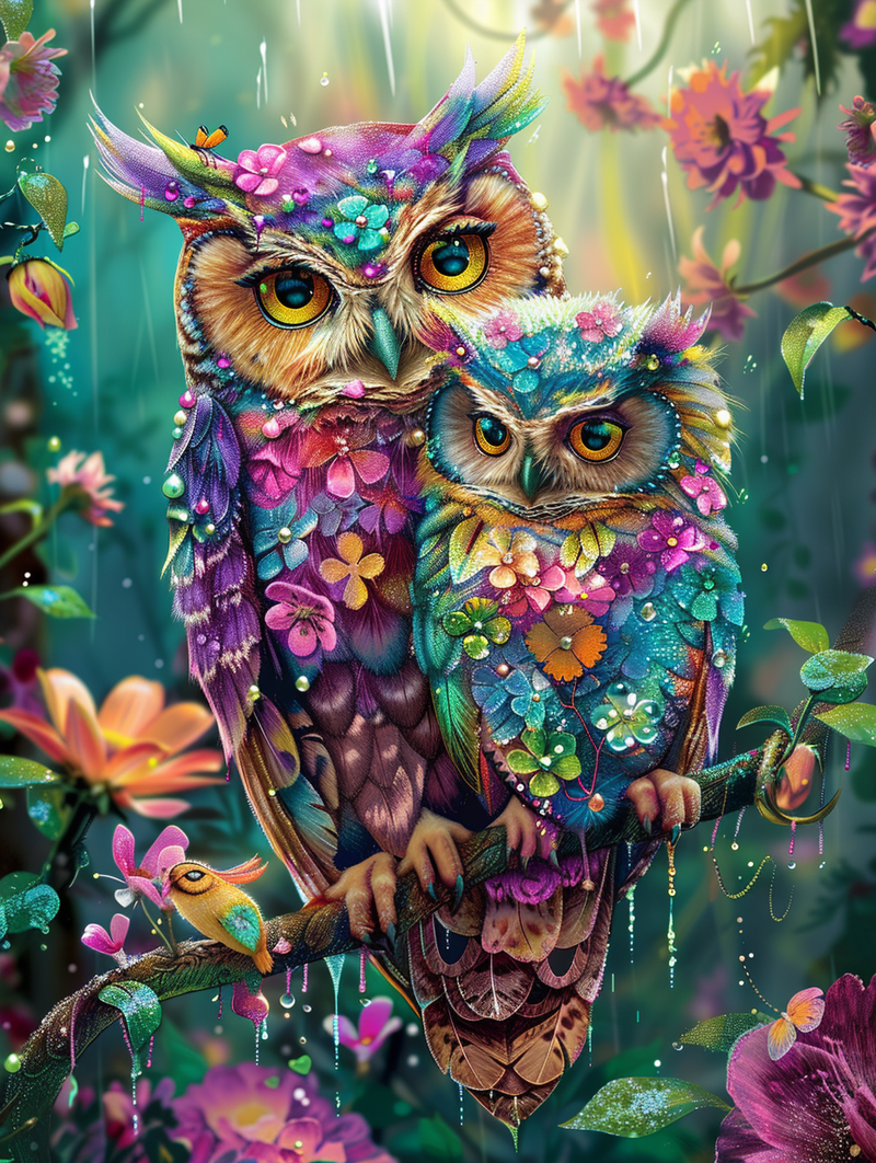 Colorful Owl Together