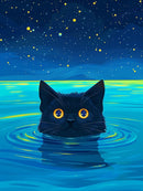 Swimming Black Cat