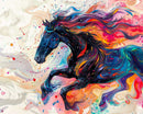 Vivid Galloping Black Horse 