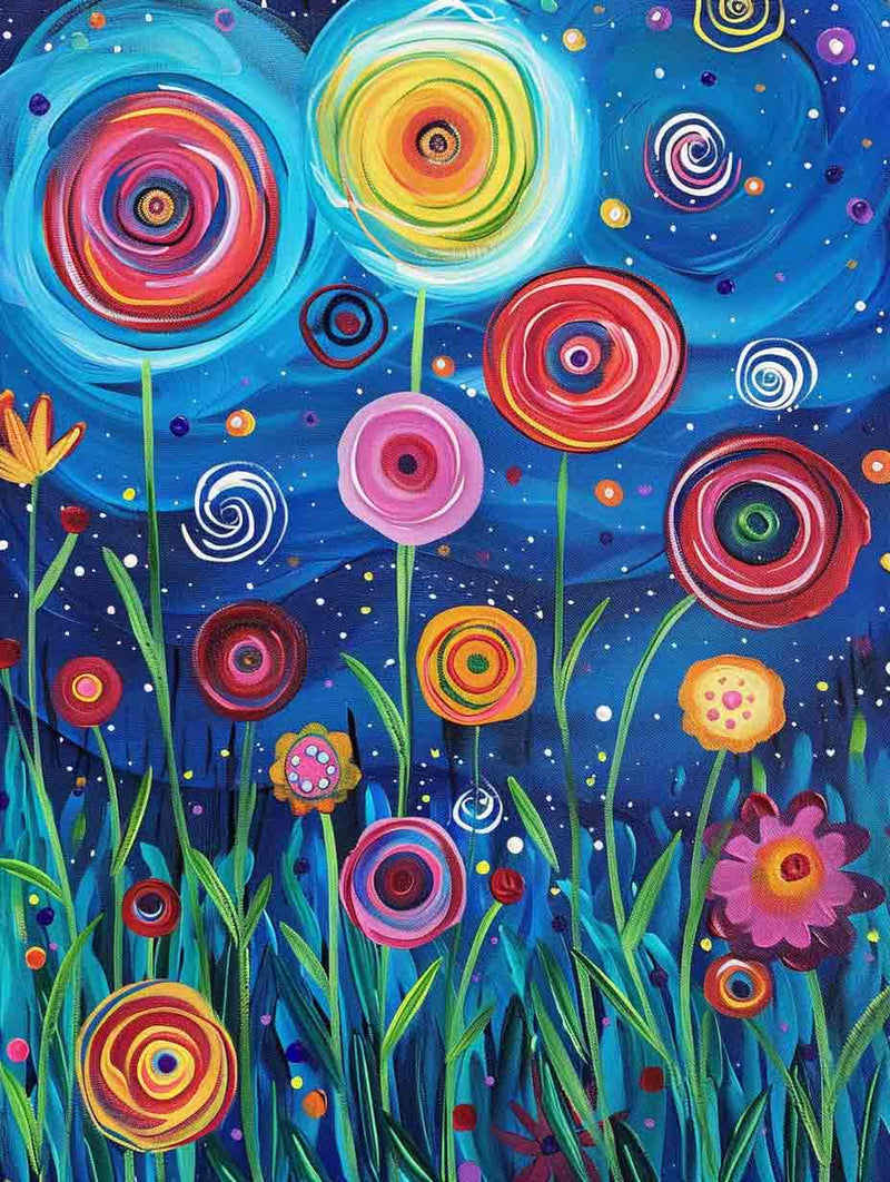 Whimsical Spiral Flowers