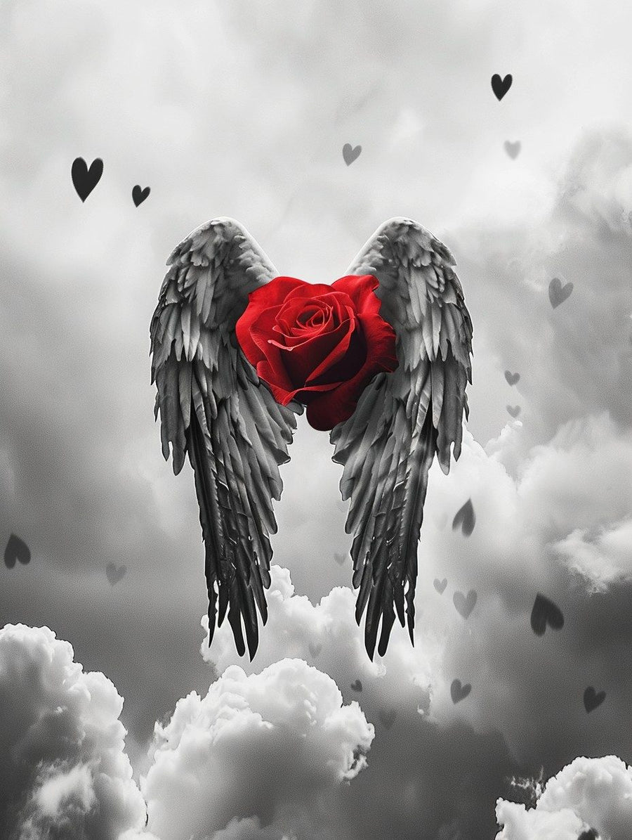 Winged Red Rose Paint by Numbers Kit