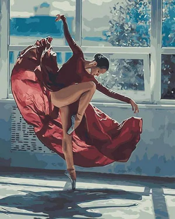 A Ballerina In Red Paint By Numbers Kit