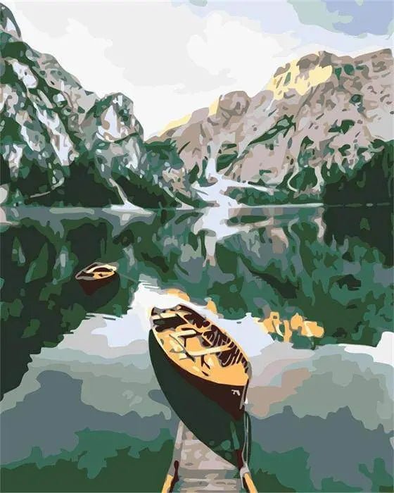 A Boat and Hills Paint By Numbers Kit