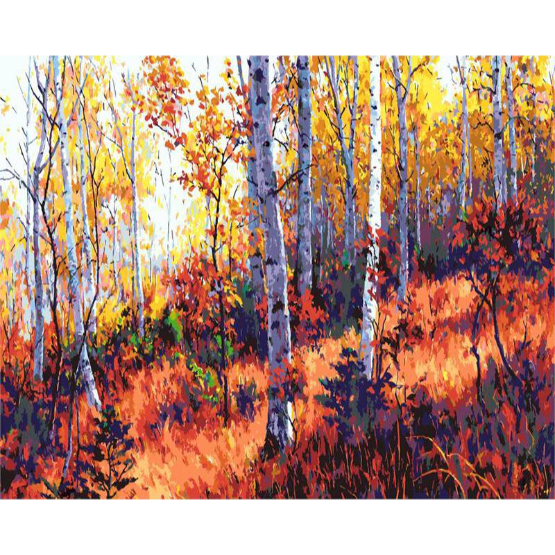 A Forest In Autumn Paint By Numbers Kit