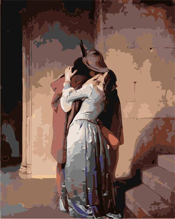A Kiss Infront of Stairs Paint By Numbers Kit