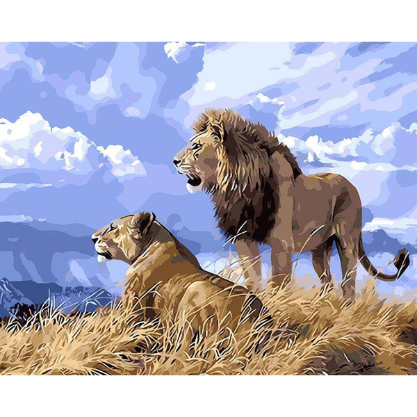A Lion And His Lioness Paint By Numbers Kit