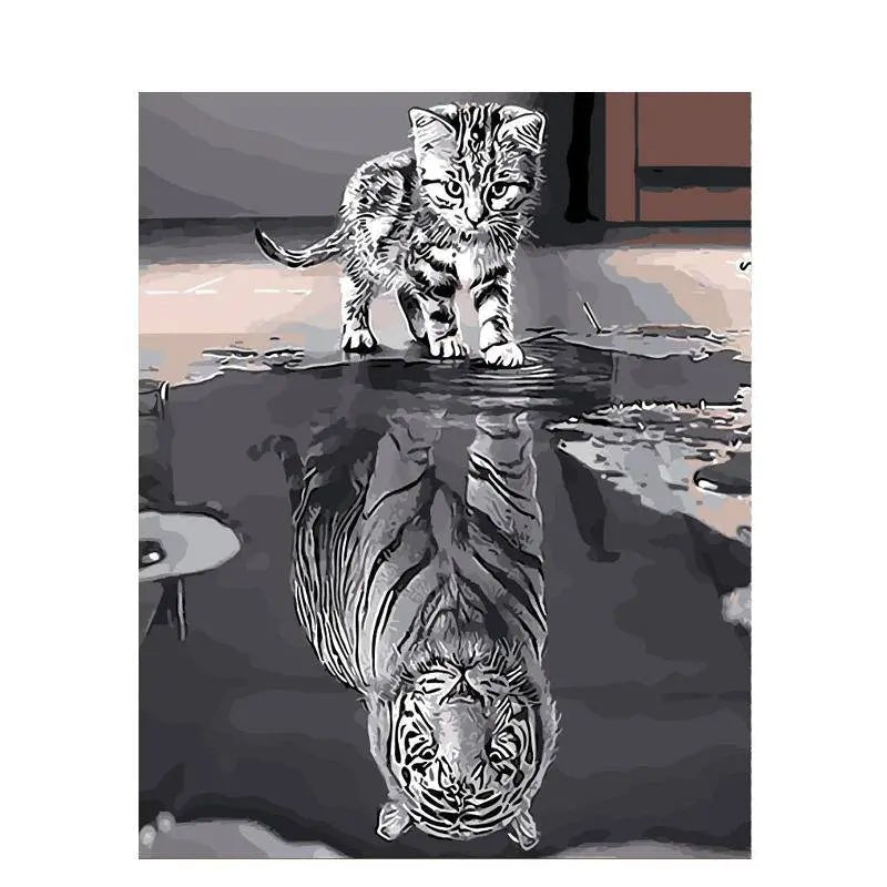 A Lion And Its Reflection Paint By Numbers Kit
