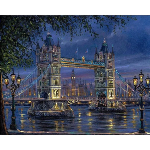 A London Bridge At Night Paint By Numbers Kit