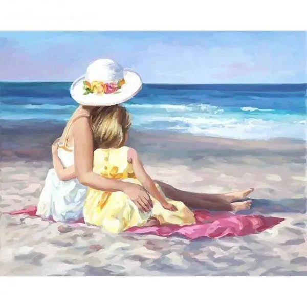 A Mother And Daughter On A Beach Paint By Numbers Kit