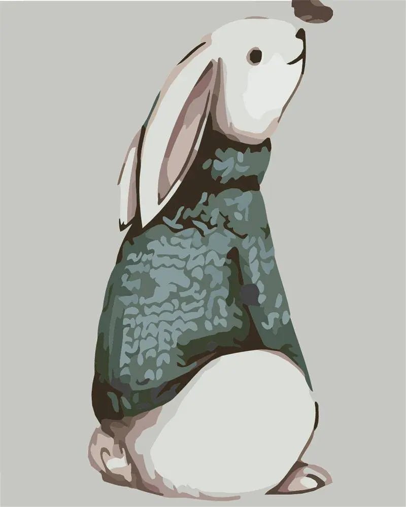 A Shirt Wearing Rabbit Paint By Numbers Kit