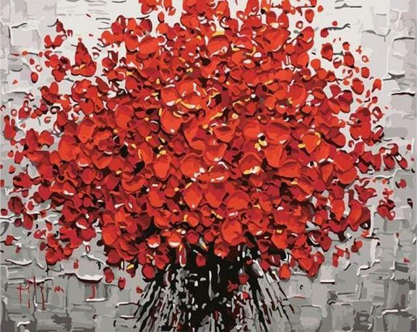 Abstract Red Flowers Paint By Numbers Kit