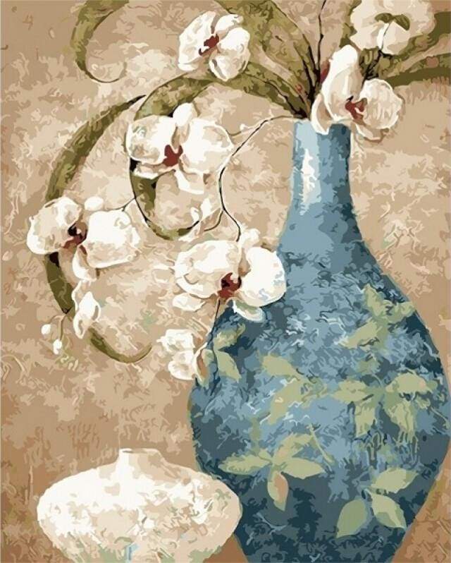 Ancient Bottle and Flowers Paint By Numbers Kit