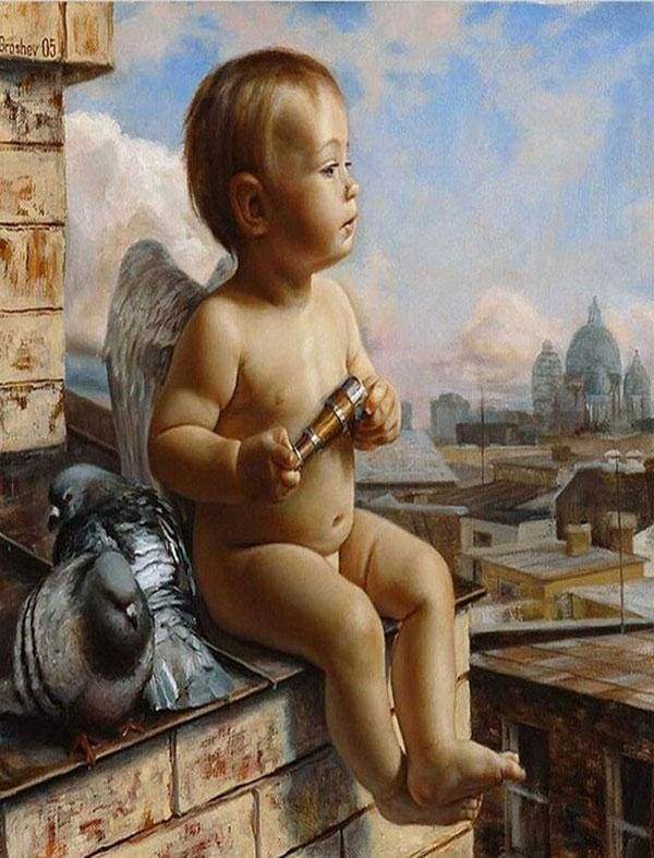 Angel and Pigeons Paint By Numbers Kit