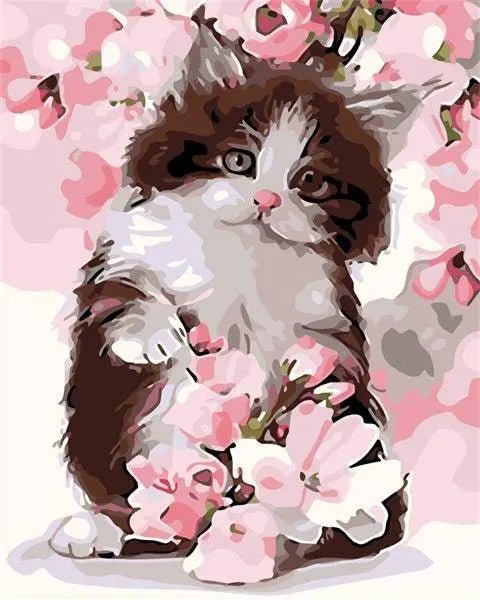 Awesome Cat With Flowers Paint By Numbers Kit