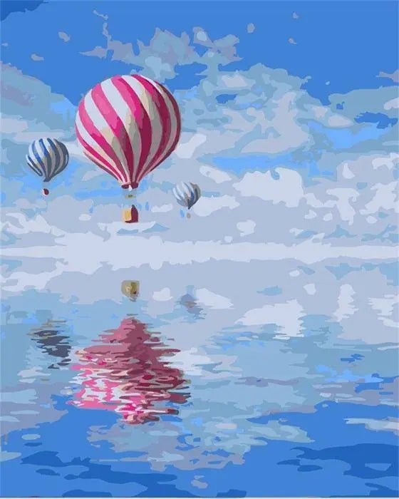 Ballons Flying Over Sea Paint By Numbers Kit