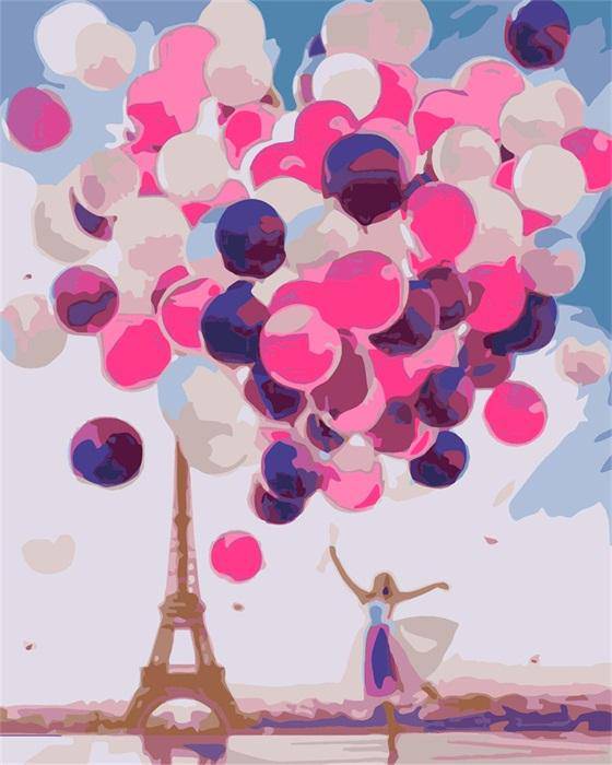 Balloons and Eiffel Tower Paint By Numbers Kit