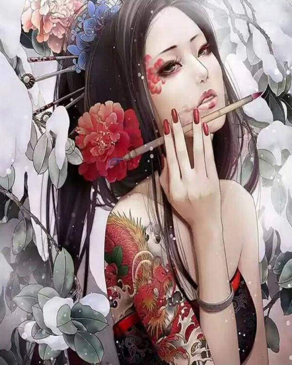 Beautiful Asian lady Paint By Numbers Kit