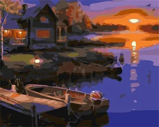 Beautiful Evening River and House Paint By Numbers Kit