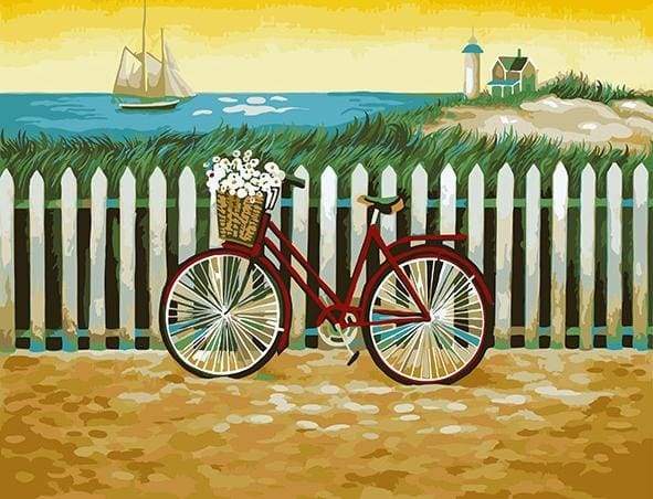 Bicycle near the Sea Paint By Numbers Kit