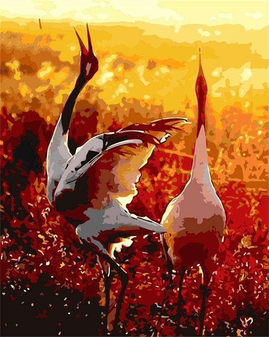 Bird Dancing in Red Heaven Paint By Numbers Kit