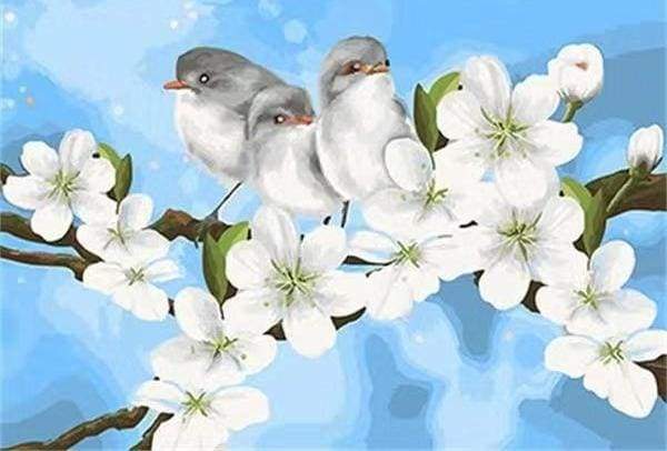 Birds and White Magnolia Paint By Numbers Kit