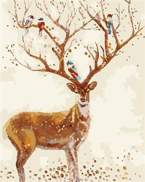 Birds Tree Deer Paint By Numbers Kit