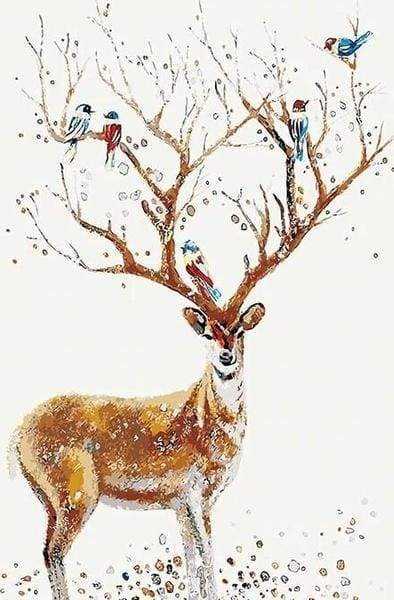 Birds With Deer Paint By Numbers Kit