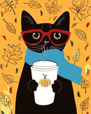 Black Cat Drinking Paint By Numbers Kit