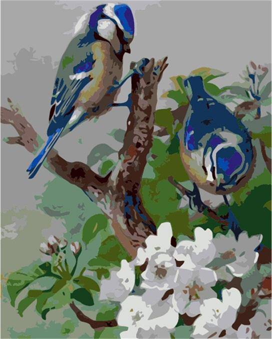 Blue Bird and White Flower Paint By Numbers Kit