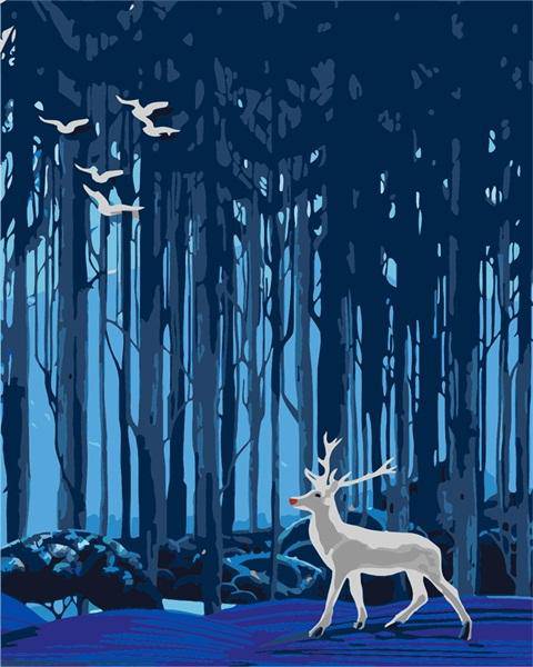 Blue Forest and Deer Paint By Numbers Kit