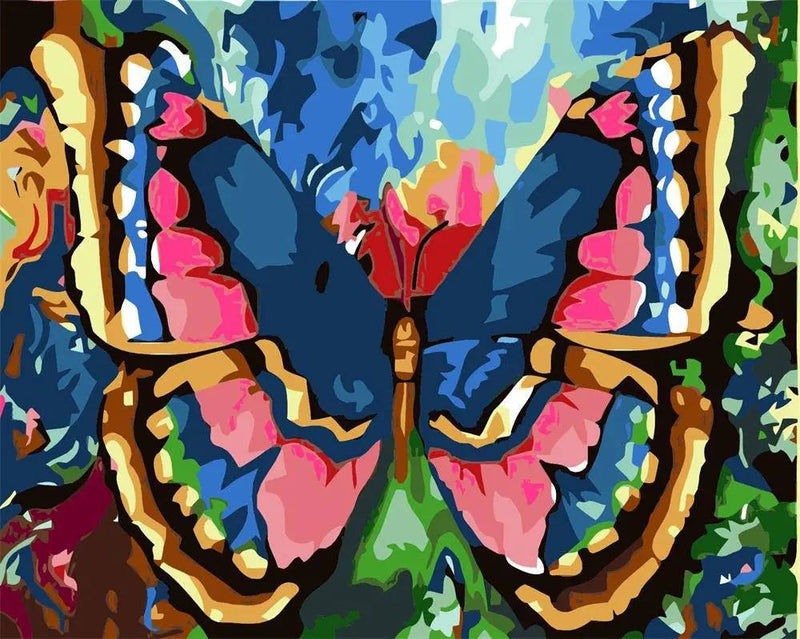 Blue Pink Butterfly Paint By Numbers Kit