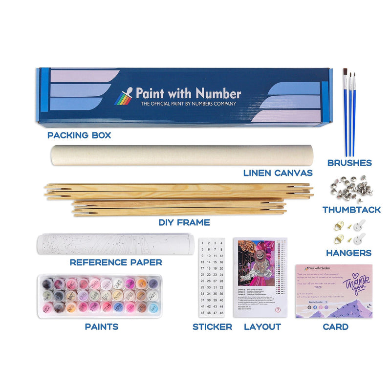 Boat and Seagulls Paint By Numbers Kit Content