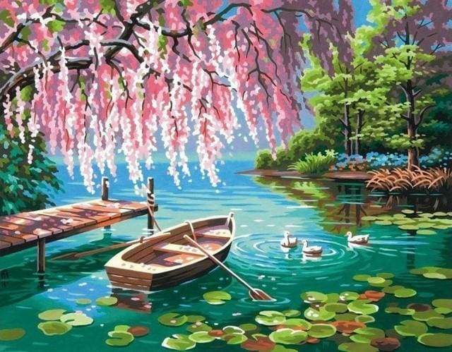 Boat in Spring Paint By Numbers Kit