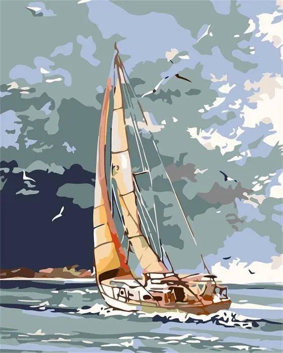 Boat Sails In Shores Paint By Numbers Kit