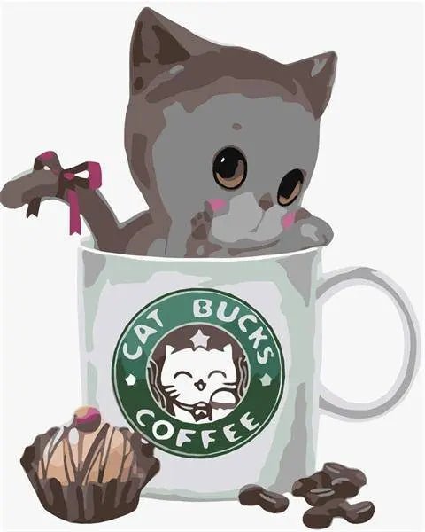 Cat Bucks Coffee Paint By Numbers Kit