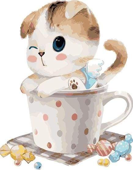 Cat Teacup Paint By Numbers Kit