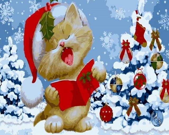 Christmas Cat Paint By Numbers Kit