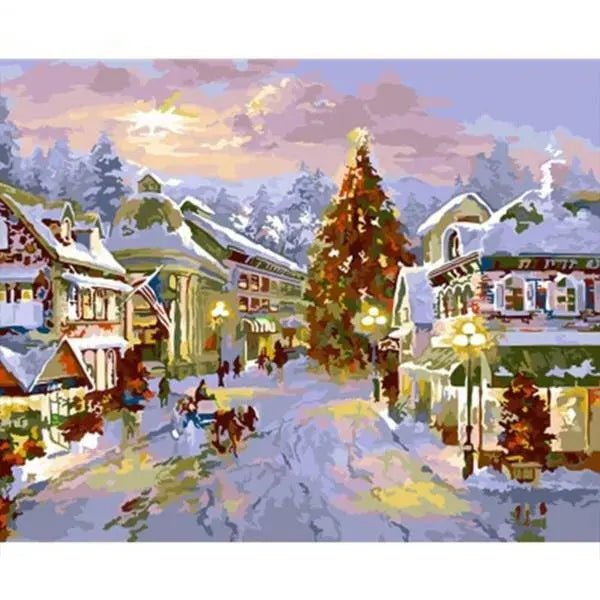 Christmas Snow Street Paint By Numbers Kit