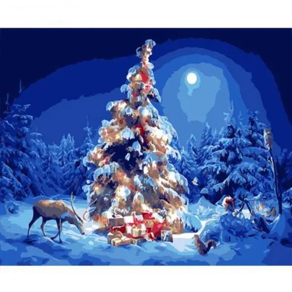 Christmas Trees With Deer Paint By Numbers Kit