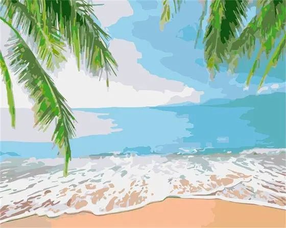 Coconut Trees and Sea Paint By Numbers Kit