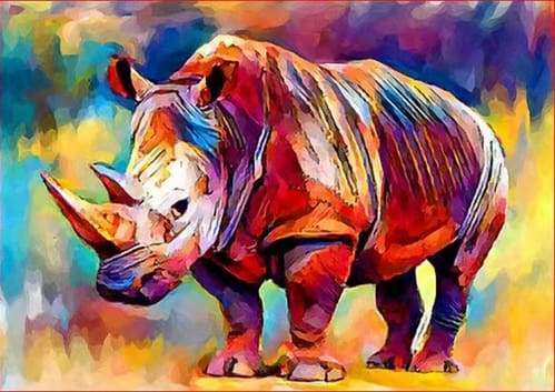 Colorful Rhino Paint By Numbers Kit