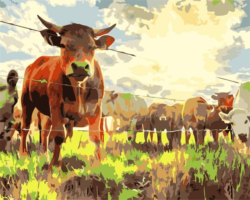 Cows Eating Paint By Numbers Kit